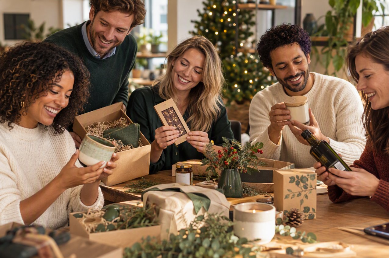 Medewerkers pakken cadeau uit